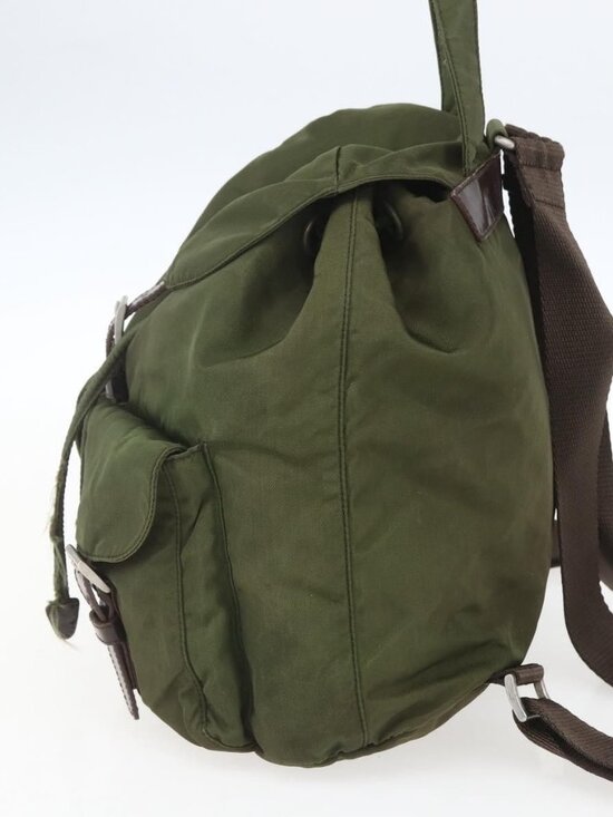PRADA Backpack Nylon Khaki Silver Auth 157586 main image 14